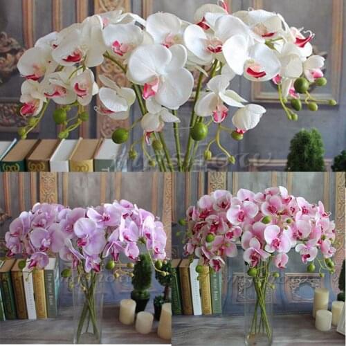 2017 Hot Sale 1pc 78cm Artificial Silk Flower Wedding Decor Phalaenopsis Butterfly Orchid Pot New Arrivals