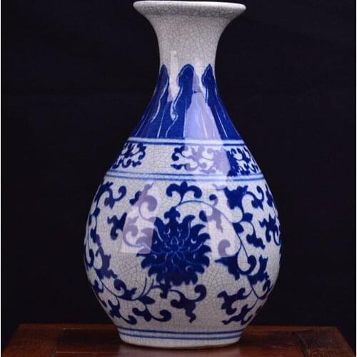 Jingdezhen ceramics antique toguan blue crackle glaze vase