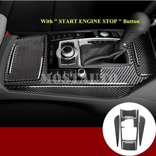 For Audi A6 S6 Carbon Fiber Console Gear Box & Water Cup Holder Cover 2005-2011 5pcs Car Accessories Interior Car Decor Car Trim