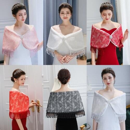 Lace Wedding Bolero Jackets Faux Fur Bolero Femme Mariage Cape Shrugs For Women Winter Wedding Fur Coat Bridal Wraps Shawls