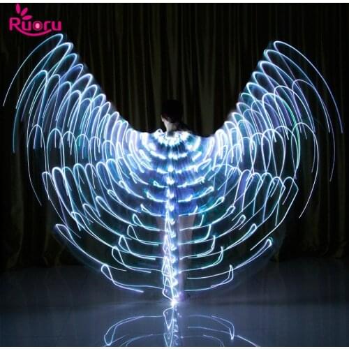 Ruoru Belly Dance Led Isis Wings Adult Girls Kids Belly Dance Angle Wings Costume Belly Dance Led Wing with Adjustable Sticks