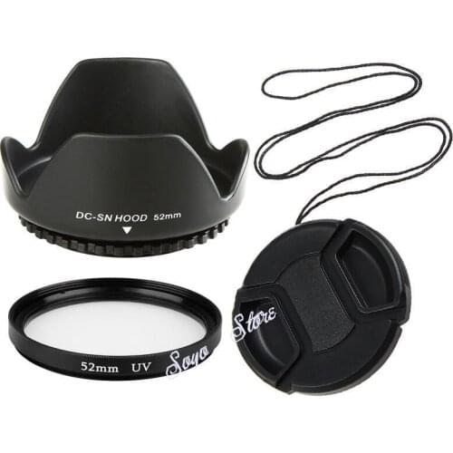 52mm UV Lens Filter Lens Cap Lens Hood Camera Accessories 3 in 1 set For Nikon D3100 D3200 D5100 D5200 D7100 for Canon 1200D 600