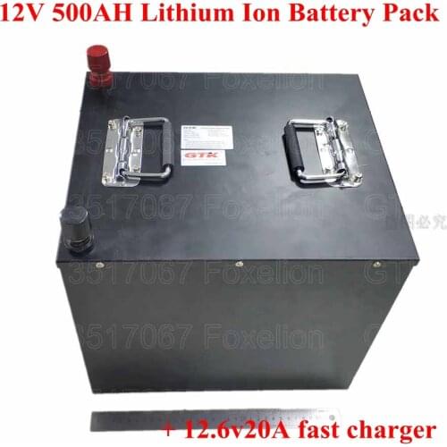 12v 500AH li-ion Lithium Battery Pack 12v 600ah Solar panel System RV EV inverter Deep Cycles High power BMS + fast 20A charger