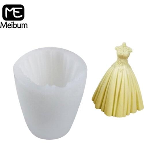 Meibum Skirt Pattern Fondant Cake Decorating Mold Wedding Dress Forming Clay Polymer Silicone Molds Sugarcraft Paste Baking Tool