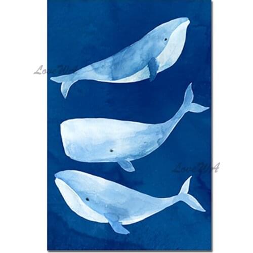 Kids Room Wall Decoration Abstract Cartoon Whale Oil Painting Canvas Picture Art Hand-painted No Frame Wall Hangings Artwork