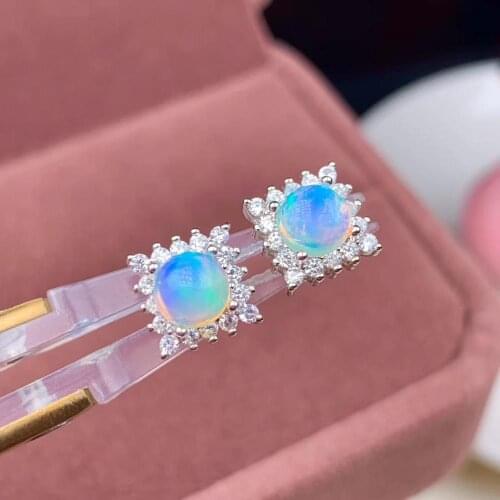 New Arrival Natural and Real New Fashion Elegant temperament Opal Earring Natural And Real 925 sterling silver Opal Earring