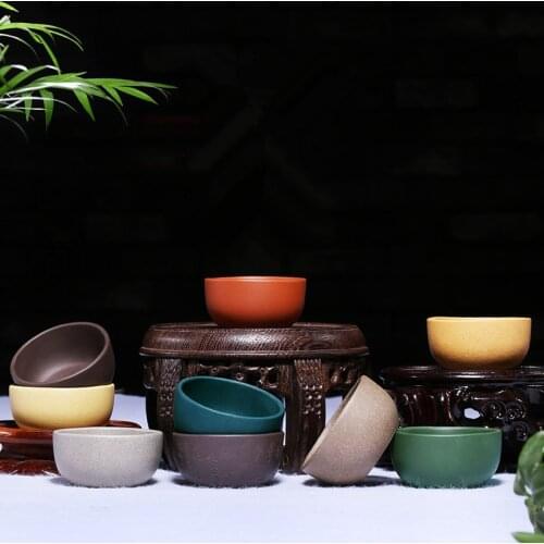 Authentic yixing zisha tea cup 30ml small kungfu cup original ore purple grit duan / qingshui / green / purple clay China cups
