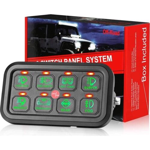 8 Gang Switch Panel Car Switch Panel Circuit Control Box Relay System Universal Slim Touch Panel Truck Marine ATV UTV Boat