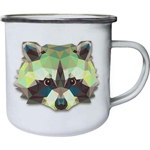 Stainless Steel Camping Coffee Mug Raccoon Animal Lovers Novelty Retro,Enamel Birthday Christmas Outdoors Metal Enamel Campfire