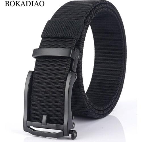 BOKADIAO Men&women Nylon Belt Metal Automatic Buckle canvas belts Outdoor sports Casual jeans waistband Army military male strap