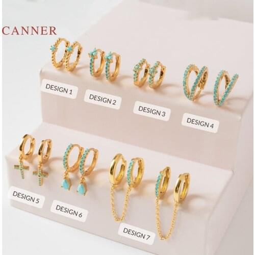 CANNER Ins Style Personality Fashion Turquoise Earrings For Women S925 Sterling Silver Earrings Hoops Fine Jewelry Pendientes