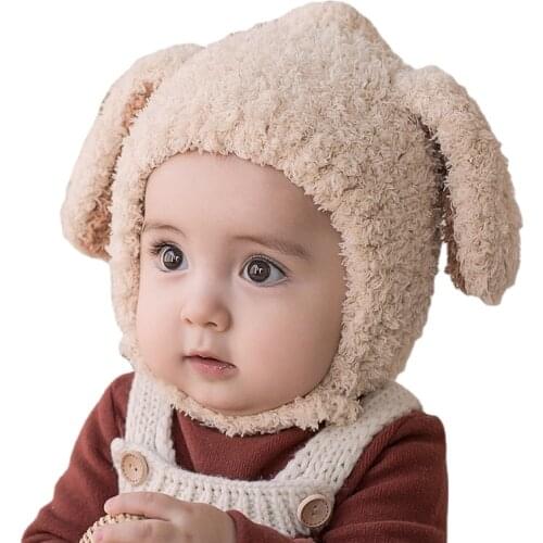 Cute Warm Baby Winter Hats 3-36 Months Children Plush Long Ear Beanies Soft Girl Boy Ear Protection Caps Kids Furry Bonnets