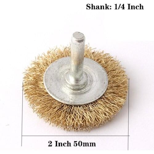 2 "Steel Wire Wheel Brush 1/4 Inch Shank for Metal Rust Removal Polishing Brush Cutting Brush Drill Rotary Tool Woodworking