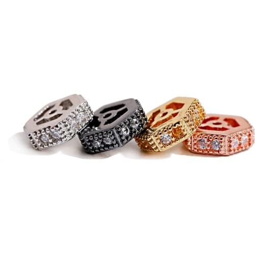 3pcs Stainless Steel Hexagon Spacer Beads For Jewelry Making Flower Carved Bead Fit DIY Necklace Bracelet Handmade Findings