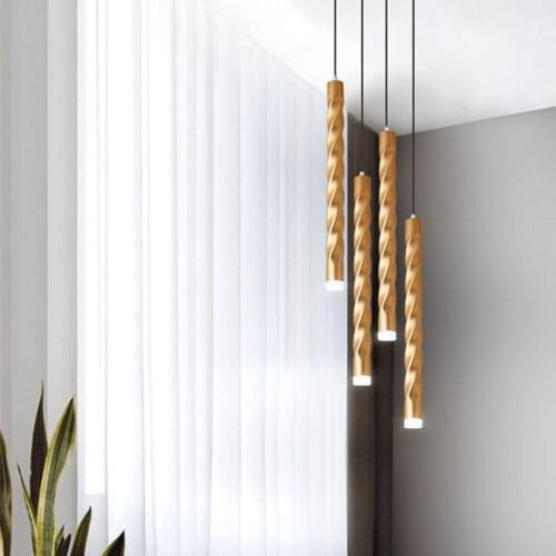 Nordic Golden Long Tube Pendant Lights Modern Simple Single Head Hanging Lamp For Bedroom Kitchen Island Restaurant Hotel