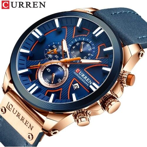 Curren 8346 sport watch waterproof stylish business calendar chronometer second the calendar quartz leather watch