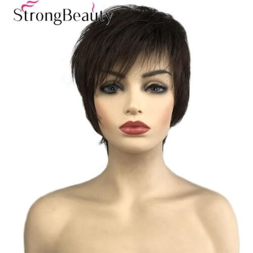 StrongBeauty Short Straight Wig Lady Hair Synthetic Women Daily Wigs