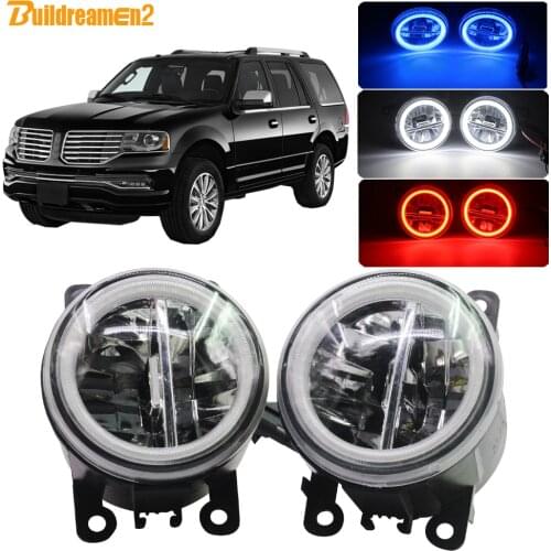 Buildreamen2 Car H11 LED Lamp Fog Light DRL 4000LM Angel Eye Daytime Running Light 12V For Lincoln Navigator 5.4L V8 2007-2014