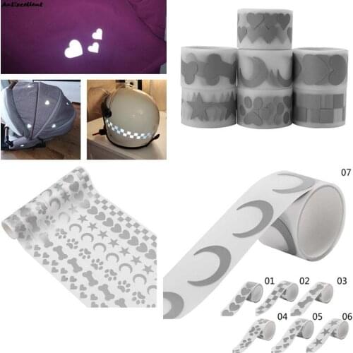 1 Roll 3cm*1m Reflective Sticker Self-adhesive High Visibility Reflective Assorted Star Decals Diy Tapes On Fabric Clothes