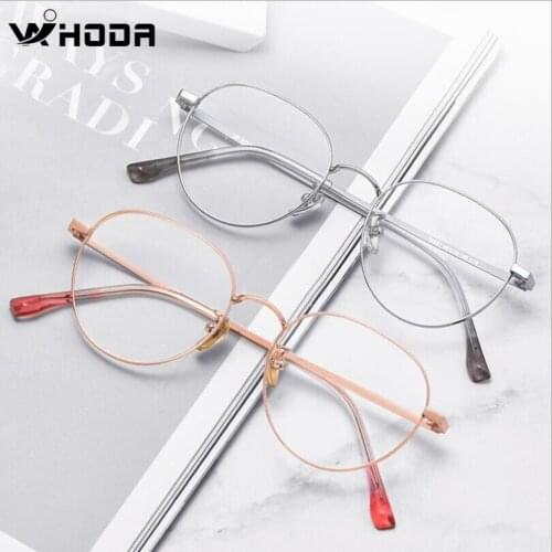 WIHODA β Titanium Womens Round Glasses Frame, Silver Pure Titanium Glass Frames for Prescription Myopia Eyeglasses F3927