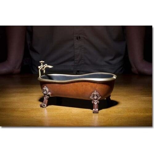 TOP COOL MEN MALE gift present # Limited Edition handmade ART color brass Bathtub Ashtray Sculpture home office Bar Ornament ART