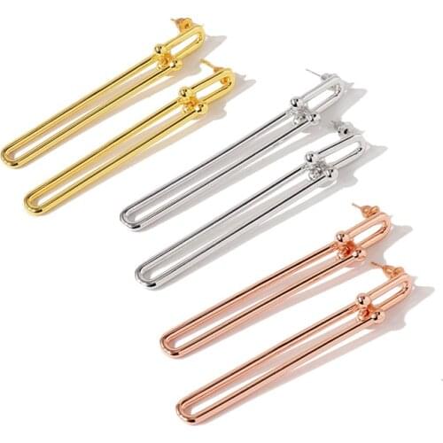 High Quality Fashion Jewelry Bamboo Joint Style Earring Rose Gold Color Drop Earrings For Women Brand Jewelry (DJ1413)