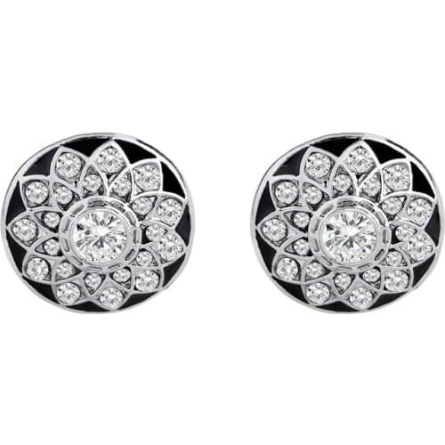 Luxury Brand Flower cuff buttons Silver fashion Crystal cuff links High Quality abotoadura shirt cufflinks for mens Jewelry