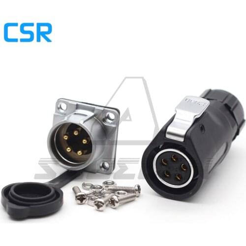 XHP20 series, 5pin waterproof Screw Panel mount connector plug and socket, Electrical charger connector 5pin IP67