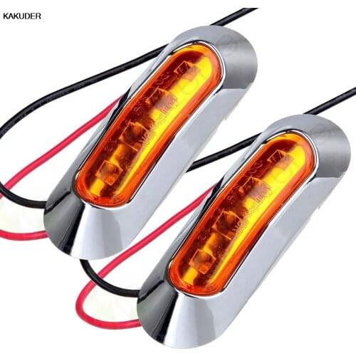 KAKUDER 2 x 12v 24v Amber Red 4-LED leds taillight truck lamp rear tail trailer Lamp Clearance Trailer Truck TJ