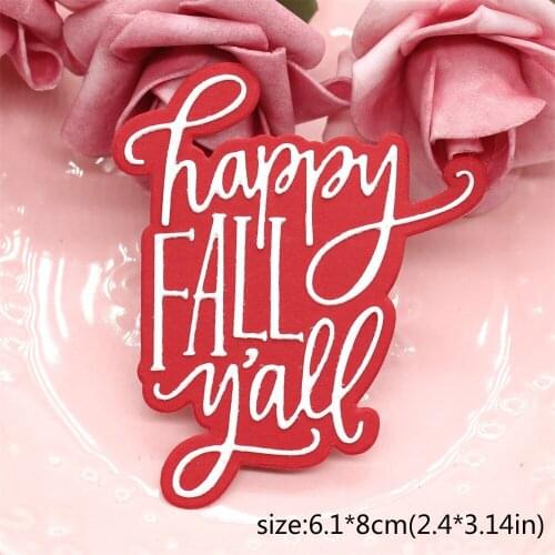 ZFPARTY Happy Fall Words Metal Cutting Dies Stencils for DIY Scrapbooking Decorative Embossing DIY Paper Cards