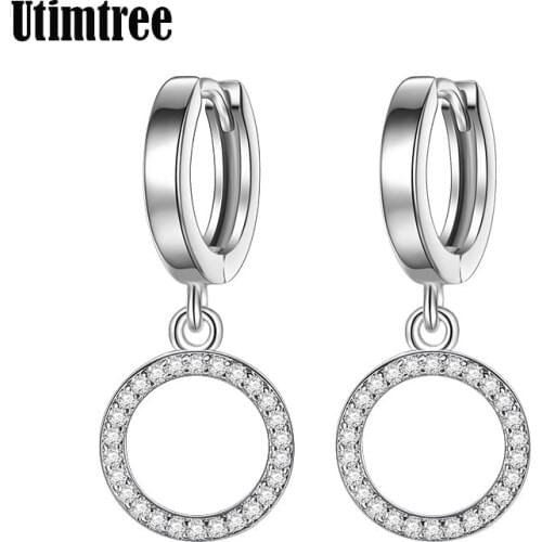 Simple Geometric Round Five Star Triangle Earrings For Women 925 sterling silver Jewelry Valentine Days Wedding Earring