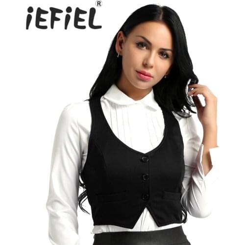 New Arrival Women Fashion Turn-Down Collar Sleeveless Double Breasted Vest Top Separate Waistcoat Crop Top Formal Vest for Party