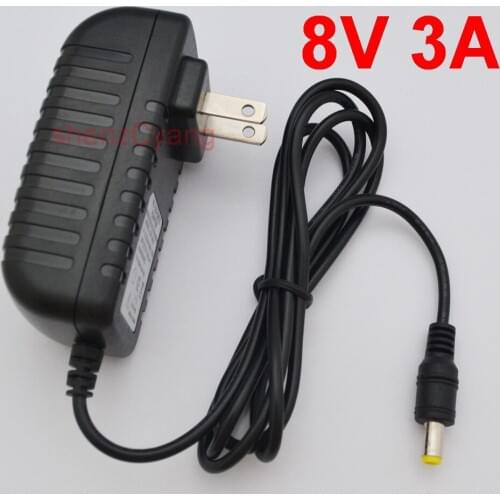 100PCS 8V 3A High quality IC solutions DC 8V 3A Switch power supply, 24W LED power adapter,US plug 5.5mm x 2.1mm-2.5mm