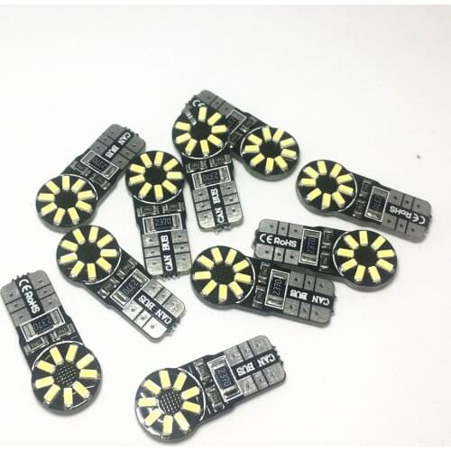 100pcs T10 W5W Canbus Error Free 18SMD 3014 LED White No Error Wedge Bulb Car Parking Auto Clearance Light 12V