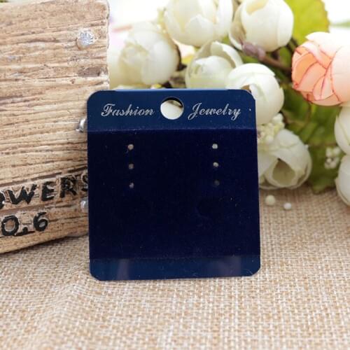 1000pcs 4.5x5cm High Quality Velvet Jewelry Earring Display Packaging Card Dark Blue Plastic Earring Cards Wholesale