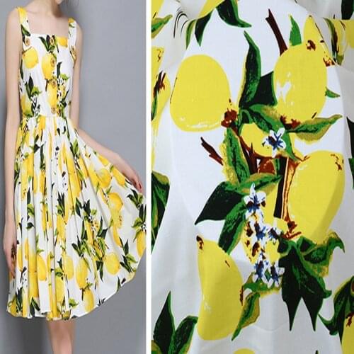 100x140cm Fresh Fruit Yellow Lemon Rayon Fabric Viscose Soft Smooth Fabric For Shirt Baby Cloth Dress pajamas