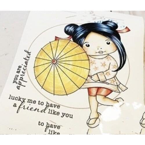 10x8 Girl holding umbrella Transparent Clear Rubber Stamp Sheet Cling Scrapbooking Photo Album PaperCard DIY Craft