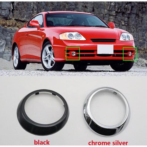 2PCS for Hyundai Tiburon Coupe 2002 2003 2004 Chrome or Black Front Bumper Fog Light Lamp Cover Hoods Frame OEM 86554 2C000