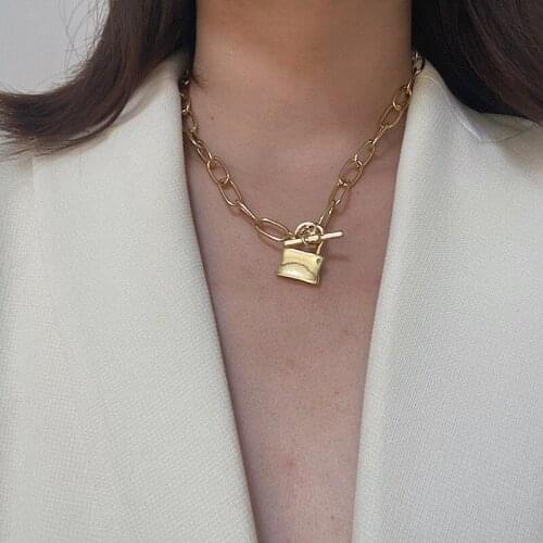 2020 Hiphop Metal Lock Pendant Necklace for Women Punk Jewelry OT Chains Chokers Necklaces Vintage Statement Gothic Neck Bijoux