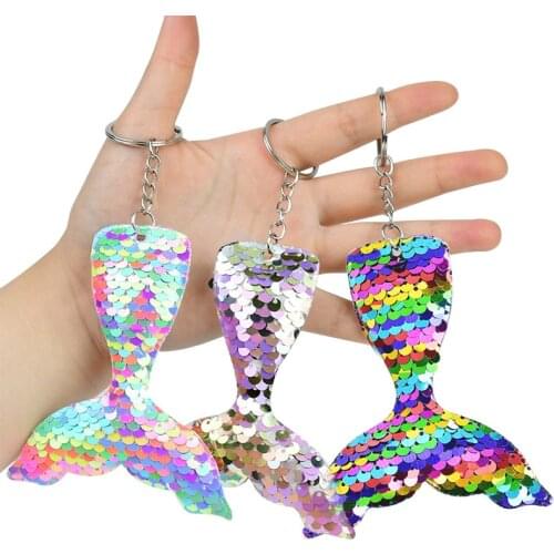 3/6Pcs Glitter Mermaid Tail Keychain Colorful Sequins Fishtail Keyring Accessories For Women Bags Car Key Pendants Birthday Gift