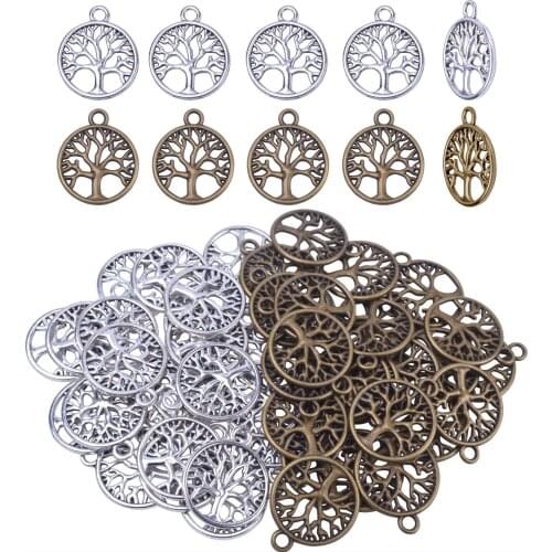 50pcs Life Tree Necklace Pendant Bracelet Charms DIY Jewelry Findings