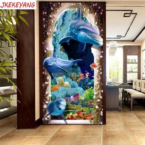 Large 5D DIY square/round Diamond painting dolphin Cross Stitch Diamond Embroidery Pattern Rhinestone J2307