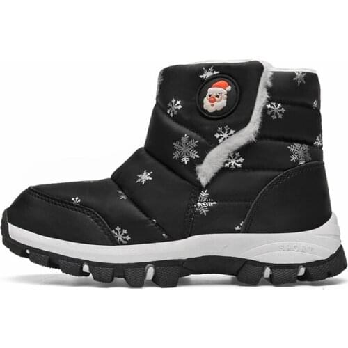 Waterproof Snow Boots New Winter Christmas Childrens Shoes Ankle Girls Boots Patent Leather Cotton Shoes Rubber Boots For Boys