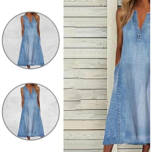 Long Denim Pockets Large Hem Tunic Dress for Travel Denim Dress Long Denim Pockets Large Hem Tunic Dress for Travel