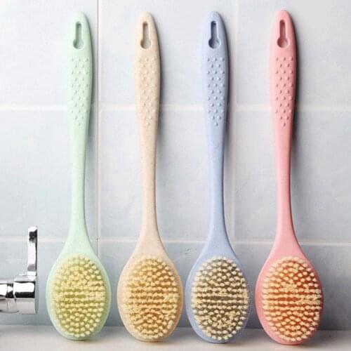 Eco-friendly Wheat Straw Long Handle Soft Hair Bath Brush Back Scrubbing Brushes Body for Bathroom Accessories Cleaning Tool