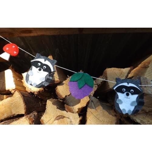 Racoon Woodland nursery felt Garlands baby shower buntings Christening RUSTIC wedding birthday Church decor baptism banners