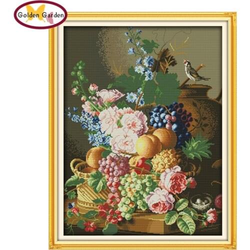 GG Beautiful Vase Flower Joy Sunday Cross Stitch Needlework Embroidery Set Handcraft Christmas Cross Stitch Kits for Beginners
