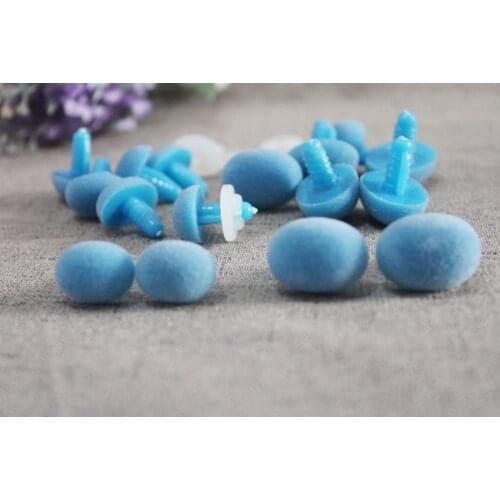 13x17mm/15x22mm Oval shape blue color flocking toy nose safety toy nose + hard washer for diy plush doll findings--30pcs/lot