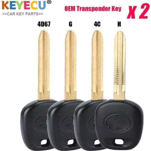 KEYECU 2PCS/LOT G Chip 4D67 Chip H Chip 4C Chip Transponder Key for Toyota FJ Crusier Venza Yaris Tundra Sienna RAV4 TOY43 Blade