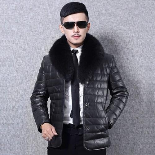 Fashion Black Faux Leather Jacket Coats Men Faux Fur Collar Coat Plus Size Winter Warm Fake Leather Coats Button Slim Outerwear